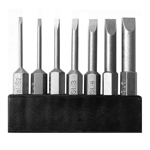 7 Pieces Slotted Bit Set 1.6-6.0mm Flat Head Screwdriver Bits 1/4 Inch Hex Shank 2" Long
