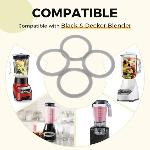 DRELD Replacement Black Decker Blender Gasket O-Ring 4Pcs | Fits BL1900, BL3900, BL4900, BL5000, BL5900, BL6000, BL9000