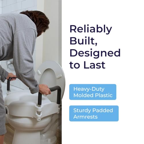 Drive Medical Standard 2-in-1 Raised Toilet Seat with Removable Padded Arms