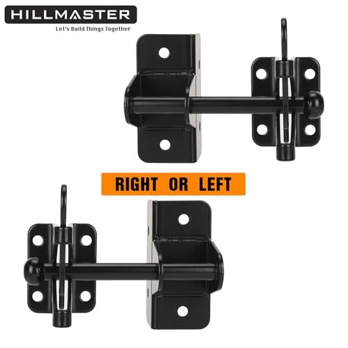 HILLMASTER Black Self-Locking Gate Latch for Wooden Fence & Gate, Heavy Duty Outdoor Hardware