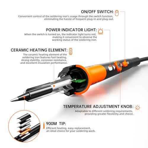Soldering Iron Premium Kit, 60W Soldering Gun with Ceramic Heater, 12-in-1 Soldering Tool, Adjustable Temperature 200 to 450¡ÆC, Includes Soldering Iron Tip, Solder Wire, Pump and Paste