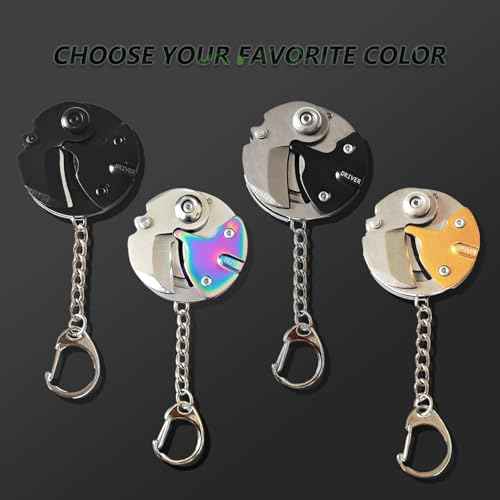 Rainbow Folding Keychain Pocket Knife, Small EDC Multitool with Screwdriver Set, Mini Utility Knife for Men & Women, Compact Manual Tool
