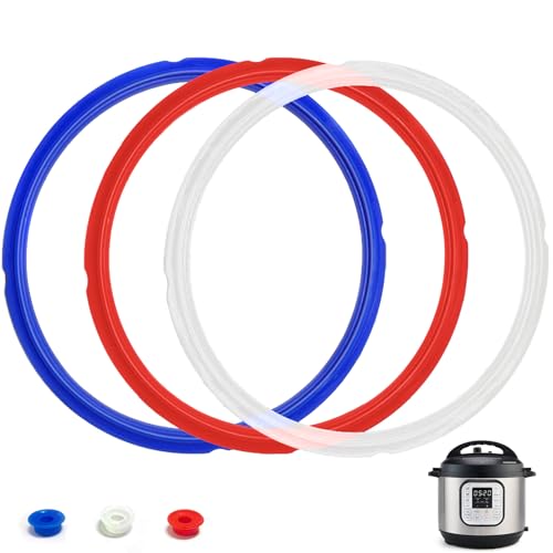 Fuator 6Qt Instant Pot Sealing Ring + 3 Float Valve Caps; 3 Colors, 6Qt 3Pack