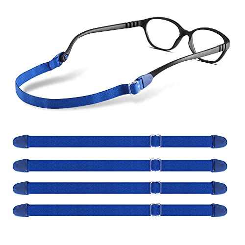 lvvfit Kids Glasses Strap Adjustable Eyeglasses Strap Elastic Eyeglass Band Sports Glasses Strap for Toddler Kids Boys Girls (4pcs Blue)