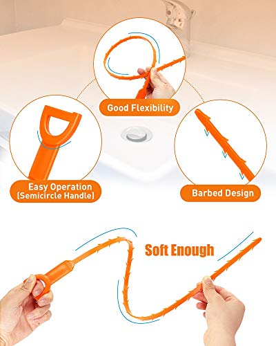 Drain Snake Clog Remover 6 Pack - 25 Inch Flexible Hair Blockage Tool for Kitchen & Bathroom Drains