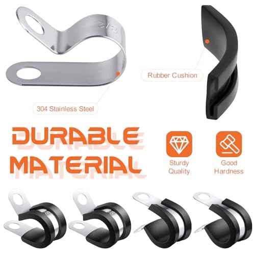 30 Pcs 3/8" Cable Clamps, 304 Stainless Steel Cable Clamp Rubber Coated Hose Clamp Automotive Wire Pipe Clamps