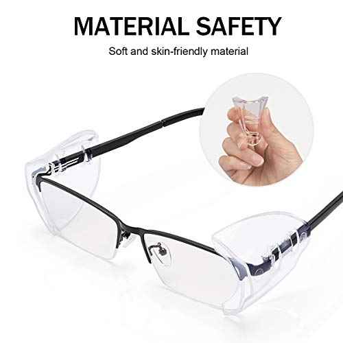 MELASA Safety Glasses Side Shields for Prescription Glasses, Slip on Clear Eye Glasses, Fits Small to Large Eyeglasses