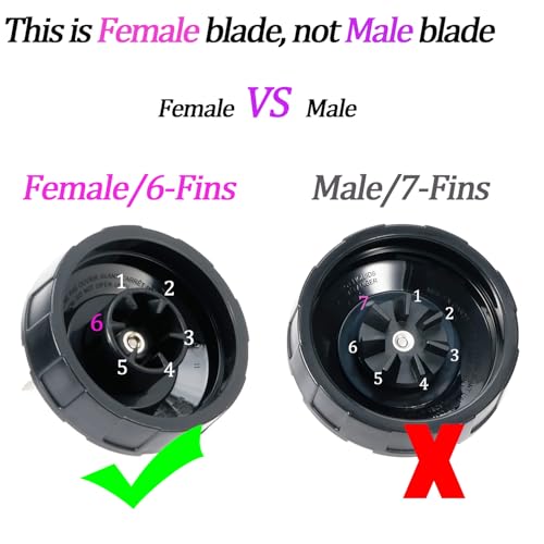 ABTER 6-Fin 4-Inch Blender Blade - Female Fin Replacement for Ninja Auto-IQ