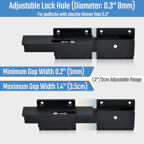 Black 7-Inch Outdoor Gate Latch Lock with Padlock Hole for Wooden Fence - Steinwhale