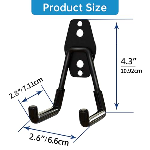 GeeWatom Black 2 Pack Garage Wall Mount Utility Hooks for Tools & Garden Equipment