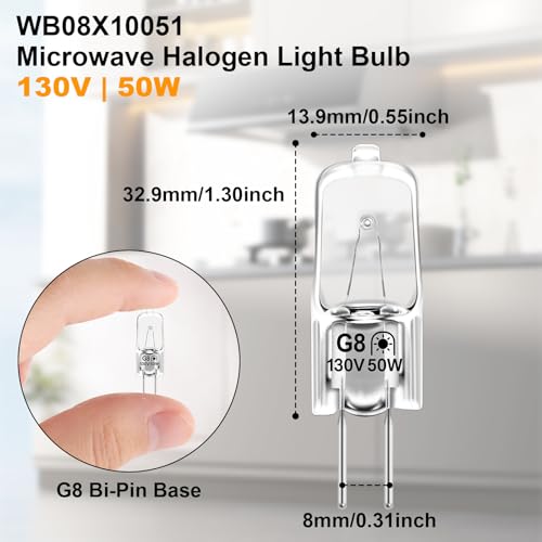 Podoy 130V 50W G8 Microwave Bulbs WB08X10057 WB08X10051 2 Pack