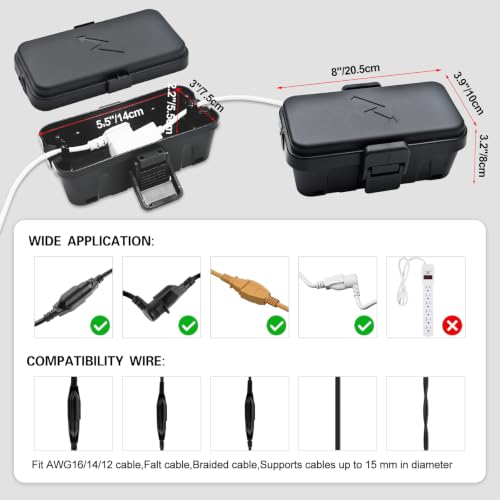 Hrensaw Small Waterproof Electrical Connection Box for Outdoor Use - Black, IP54 Rated