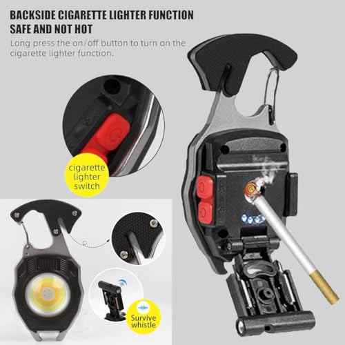 COB Keychain Work Light Keychain Flashlights 7 Light Modes 1600Lumen,Portable USB Rechargeable cob Work Light Emergency Light with Folding Bracket Bottle Opener and Magnet Base,Camping (Orange)