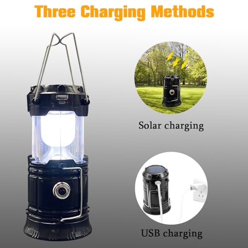 2-Pack Collapsible Solar Waterproof LED Camping Lanterns - Rechargeable & Portable Emergency Light for Hiking, Home, Outdoors