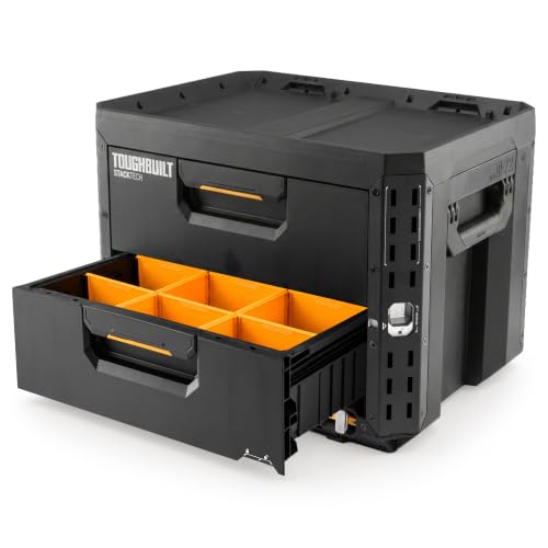 ToughBuilt StackTech 2-Drawer Locking Toolbox, 240 lb Capacity, Stackable (2-Drawer, No Wheels)