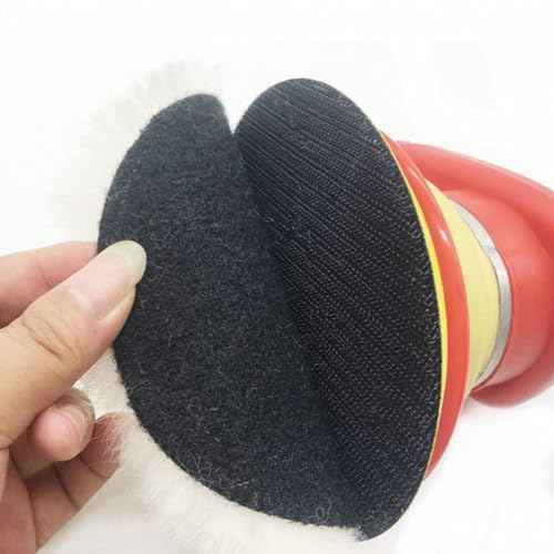 2Pcs 5" Wool Polishing Pads,Soft Wool Sheepskin Polishing Buffing Pad Wheels for Car Furniture Glass Flocking Hook & Loop Back for Random Orbital Sander