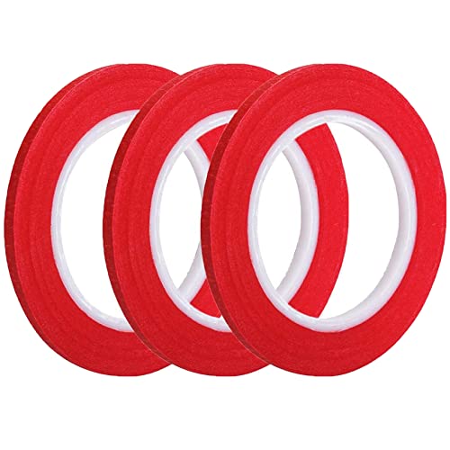 ANCIRS 3 Pack 1/4" inch by 60yard Painters Tape, Masking Tape with Thin Narrow Finishing & 14 Day Easy Removal Trim Edge (Red 1/4inch Wide)
