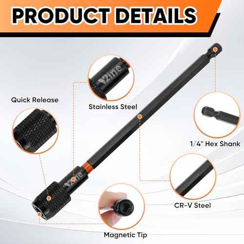 4Pcs Magnetic Quick Release Bit Holder Adapter: 2Pcs 6inch + 2pcs 2.5inch Long Drill Bit Extension for Impact Driver