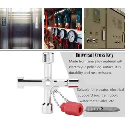 2 Pcs 4 Way Cross Key, Multifunction Universal Opening Cross Key for Gas Meter,Plumbers, Faucet, Electricians, Train Door, Electrical Cupboard Box Elevator water Meter Valve Opening