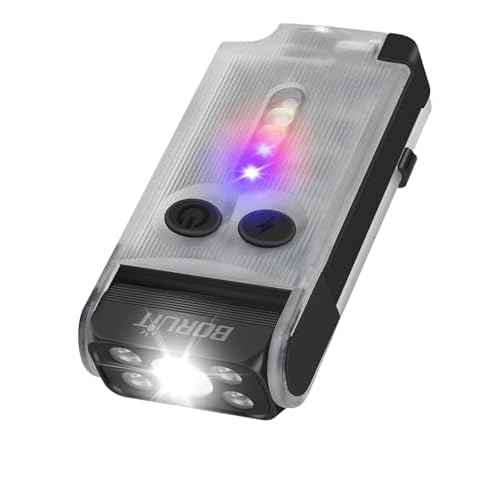 BORUIT V30 Small LED Flashlight - 365nm UV, Red/Green Light, 180¡Æ Swivel, Magnetic EDC Clip, Powerful Flashlights USB-C Rechargeable, Mini Pocket Keychain Flash Light IP65, 120dB, White