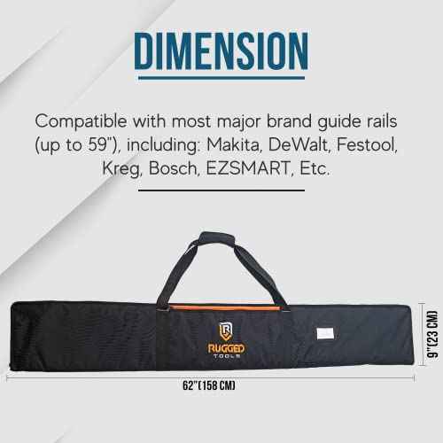 Rugged Tools Guide Rail Bag - Protective Track Saw Bag For Saw Guide Rails up to 59"