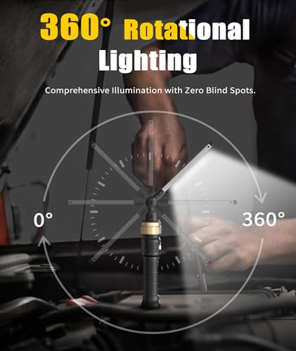 Rechargeable Magnetic Work Light 1200 Lumens Foldable & 360° Rotatable LED Mechanic Lamp