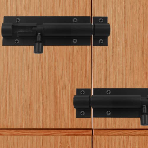Bivethoi 3 Inch Black Barrel Bolt Latch - 2 Pack Secure Door Lock Hardware