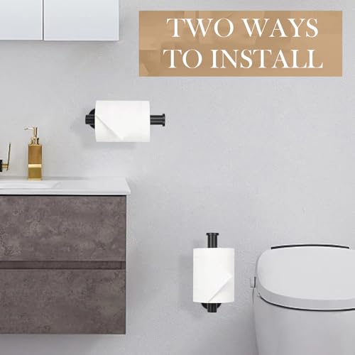 JOPOFI Matte Black Adhesive Toilet Paper Holder 1pcs - Rustproof Stainless Steel Bathroom Accessory