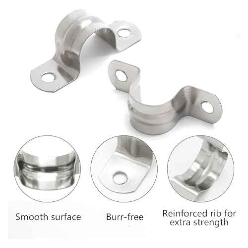 50 Pack 3/4 Inch 20mm U Bracket Rigid Pipe Strap Clamp, Two Hole Strap U Tube Pipe Conduit Clamp Clip for Pipe Fixing