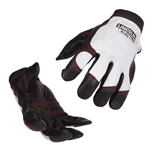 Lincoln Electric Full Grain Leather Welding / Work Gloves | Padded Palm| XL | K2977-XL, White/Black