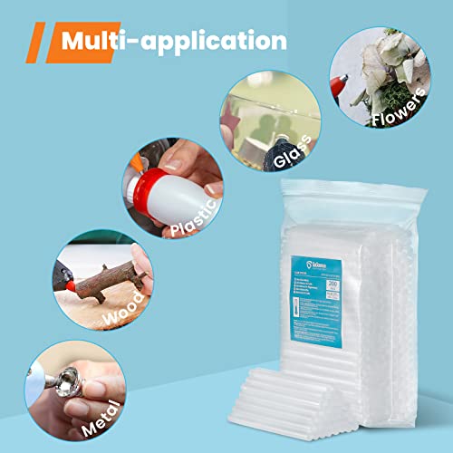Gogonova Mini Hot Melt Glue Sticks Clear 0.27'' x 4'' 200-Pack for Craft & Office