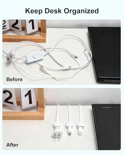 White Magnetic Cable Clips 8-Pack - Cord Organizer for Office & Desk