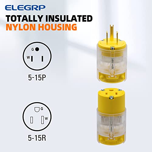 ELEGRP Lighted Electrical Plug & Connector Set 15A 125V NEMA 5-15P/R Commercial Yellow - Variation 1