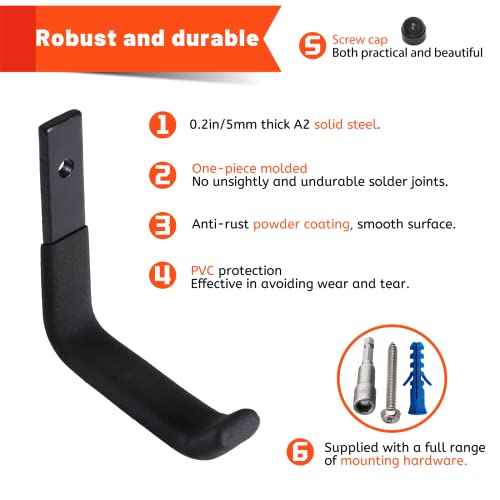 4 Pack Garage Storage Hooks, Ladder Hangers, Steel Wall Mount Hooks, Utility Hooks for Hanging Heavy Duty Shed Tools, Ropes, Garden Hoses, Shovel, Bulk Items, etc.£¨88lbs, 4Inch£©