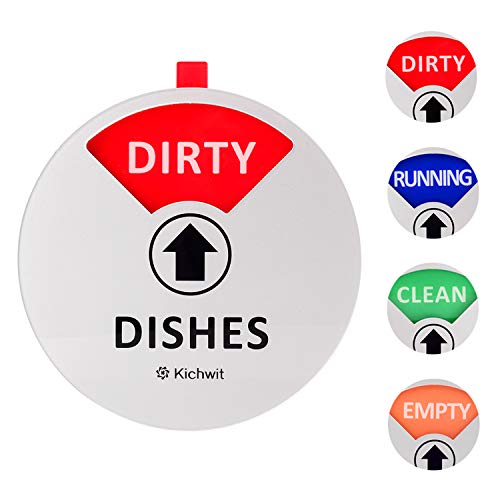 Kichwit Dishwasher Magnet Sign, 4-Inch, Silver – Clean/Dirty/Running/Empty (Variation: Silver)