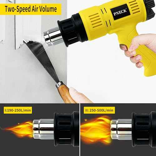 Heat Gun 2000W, 140¡ÆF-1202¡ÆF Variable Temperature with 2 Speeds, Fast Heating Heavy Duty Hot Air Gun Kit with 4 Nozzles for Crafts, Shrinking PVC, Stripping Paint