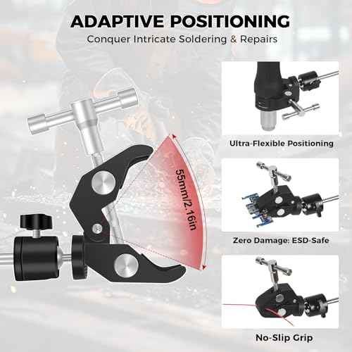 Helping Hands Soldering Clamp with 16" Flexible Arm, 360¡Æ Rotating Bracket- Adjustable Clamps for Hold Hot Air Guns, PCB, Welding, DIY, Repairs, and Craft Projects
