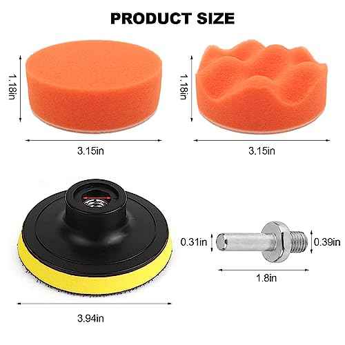 11 Pcs Polishing Pads Kit,3 Inch Sponge Buffing Pads,Buffer for Car Detailing, Polishing Wheel for Drill,Car Buffer Polisher Kit Drill Buffing Kit for Car Polishing, Waxing, Sealing Glaze