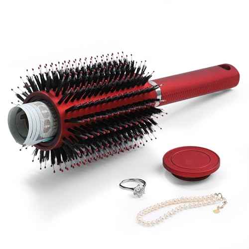 Meejune Hair Brush with Hidden Storage - Diversion Safe for Jewelry, Cash & Valuables - Comb Cash Holder for Home & Vacation Use (Red)