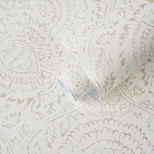 Ismoon Peel and Stick Floral Wallpaper Beige 17.3