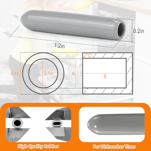 Cenipar Grey 100pc Dishwasher Rack Tine Repair End Caps Anti-Slip 1in Round Tips