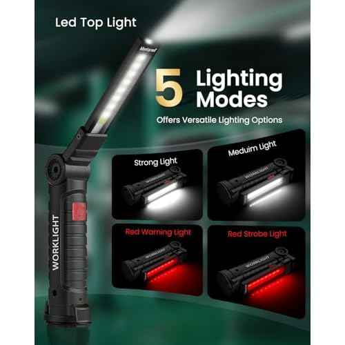 Coquimbo Christmas Stocking Stuffers White Elephant Gifts for Adults Men Him Dad, Rechargeable LED Work Light BBQ Grill Accessories Magnetic Flashlight, Mechanic Light Tools Mens Gifts (2 Pack Black)