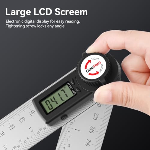 GemRed 82305 Digital Angle Finder Protractor Stainless Steel 7 Inch 200mm