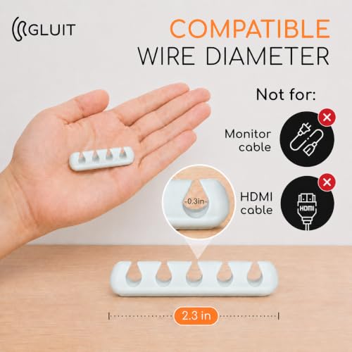White 5 Pack Cable Organizer for Desk & Nightstand - Multi-Slot Cord Holder
