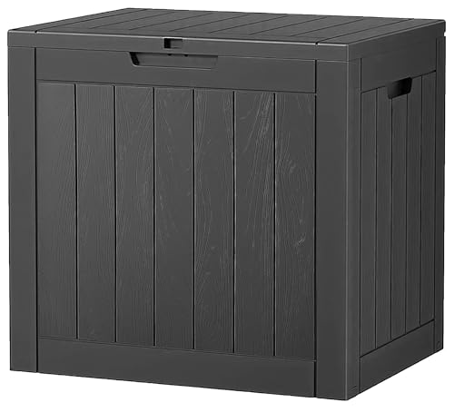 NUNU LAB 35 Gal Outdoor Waterproof Lockable Deck Box - Black, Striped