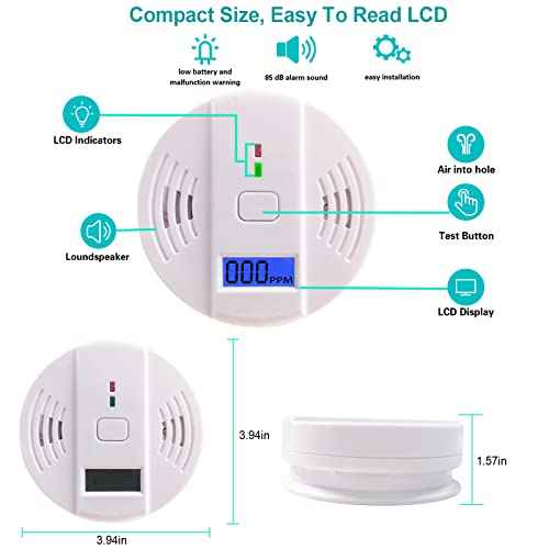 Carbon Monoxide Detectors, CO Detector Battery Powered, Carbon Monoxide Alarm with Sensitive CO Sensor,CO Alarm with Digital Display & Sound Warning for Home£¬Kitchen£¬Warehouse