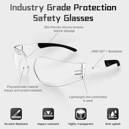 Clear Safety Glasses Bulk of 24,ANSI Z87.1 Impact Resistant Lens Eye Protection for Lab,Construction