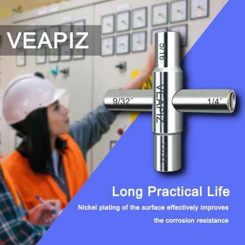 2PCS 4 Way Sillcock Water Key, Heavy Duty Multifunctional Water Utility Key, Steel Sillcock Wrench for Faucet, Hose Bib, Spigot, Valve and Cupboard