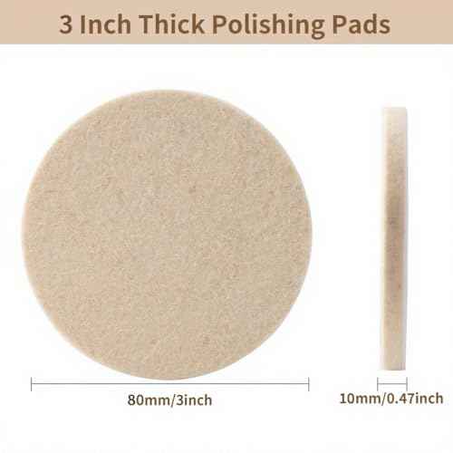8 PCS 3 Inch Wool Felt Polishing Pad, Buffing Pads Wool Polishing Disc for Orbital Sander (3 Inch Small Size)