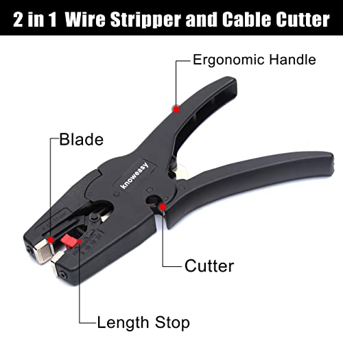 knoweasy D3 Wire Stripper Tool for 7-32 AWG Cables with Cutter, 2-in-1 Electronic and Automotive Wire Tool